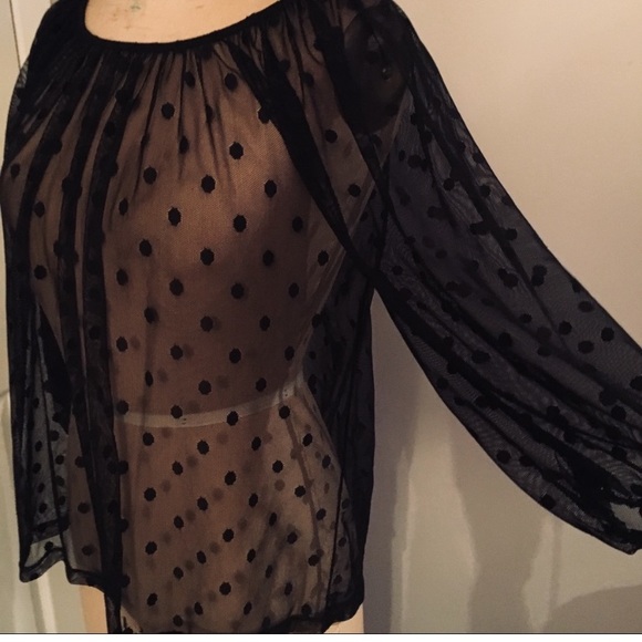 Ann Taylor LOFT sheer polka dot blouse - Picture 2 of 3